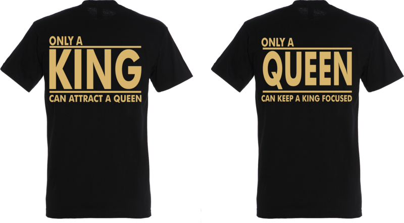 T-shirt Only a king and a queen Gold (σετ 2 τεμ.)